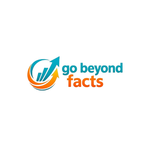 Transparent Go Beyond Facts logo with modern blue and orange growth icon on transparent background