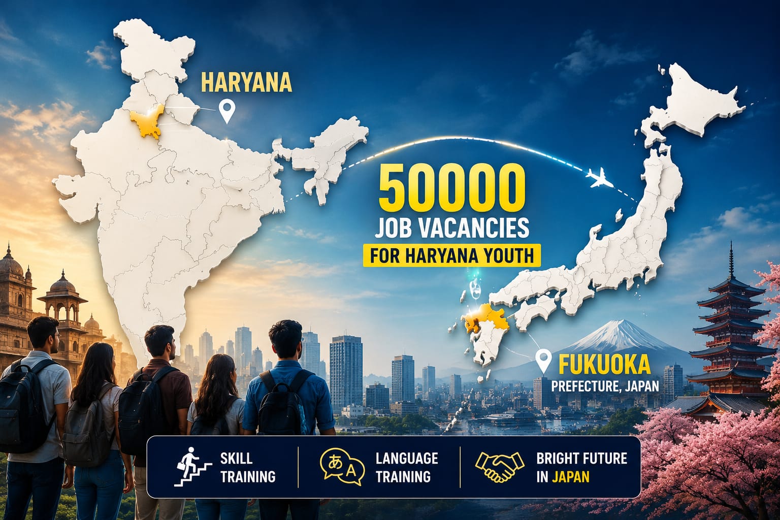 Japan’s Fukuoka Prefecture to Offer 50,000 Jobs to Haryana Youth Over Five Years; Language and Skill Training Planned